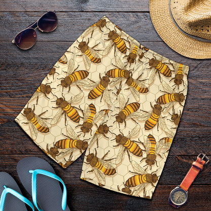 Bee Pattern Print Design BEE05 Mens Shorts