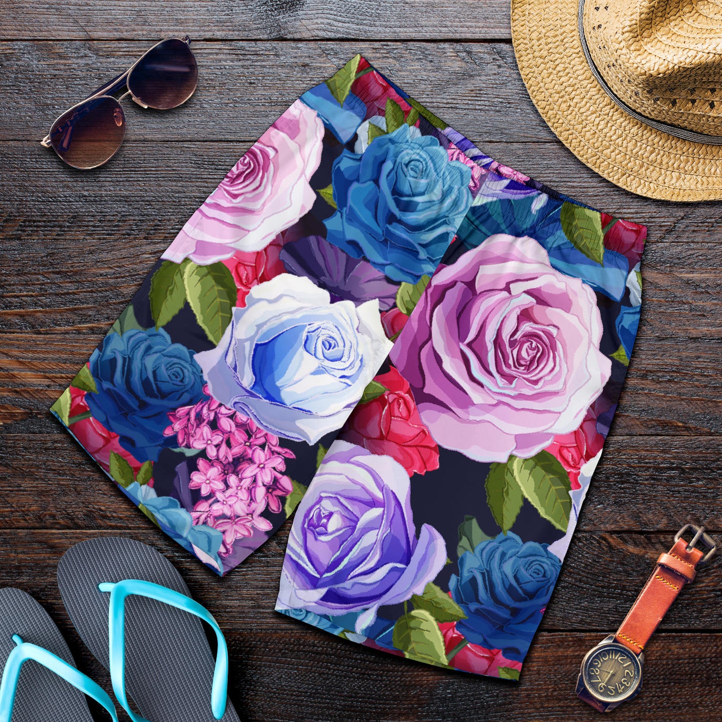 Rose Pattern Print Design RO09 Mens Shorts