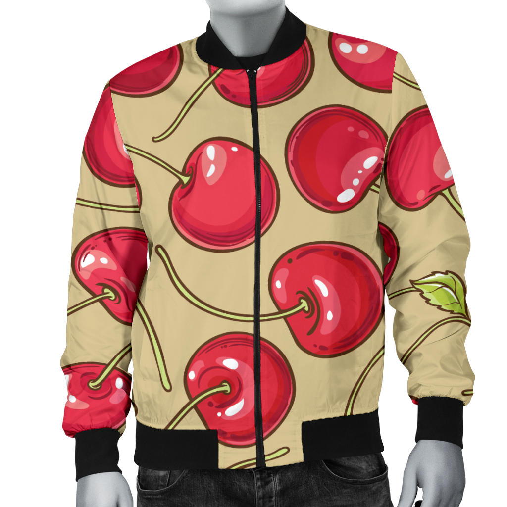 Cherry Pattern Print Design CH05 Men Bomber Jacket