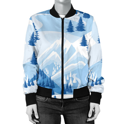 Mountain Pattern Print Design 03 Women's Bomber Jacket