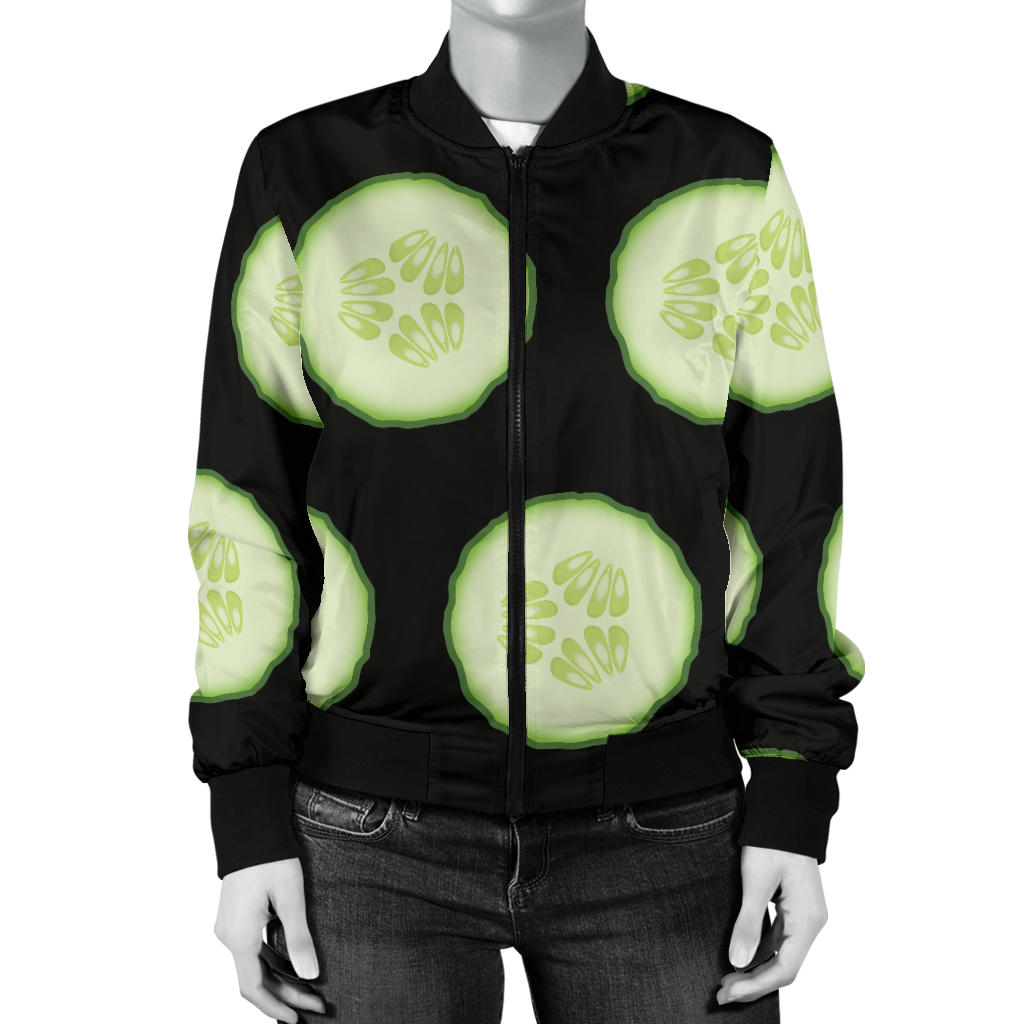 Cucumber Pattern Print Design CC02 Women Bomber Jacket