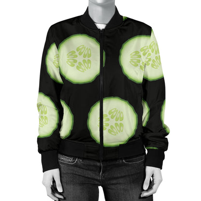 Cucumber Pattern Print Design CC02 Women Bomber Jacket