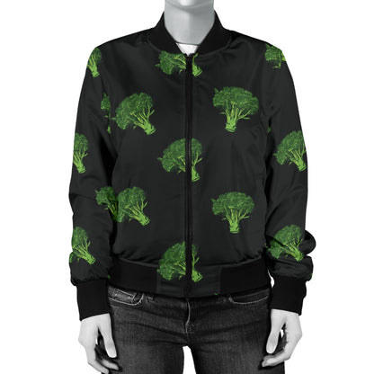 Broccoli Pattern Print Design 04 Women's Bomber Jacket