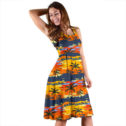 Palm Tree Pattern Print Design PT010 Midi Dress