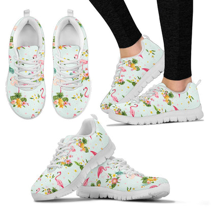 Flamingo Sweet Pattern Sneakers White Bottom Shoes