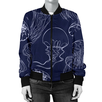 Jellyfish Pattern Print Design 05 Women's Bomber Jacket