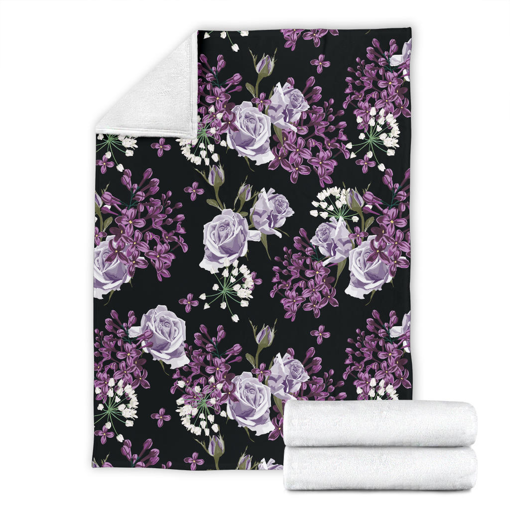 Lilac Pattern Print Design LI04 Fleece Blanket