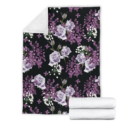 Lilac Pattern Print Design LI04 Fleece Blanket