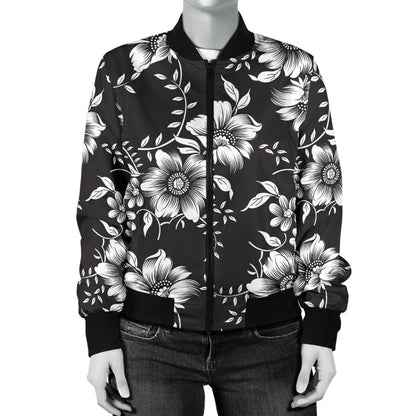 Gerberas Pattern Print Design GB02 Women Bomber Jacket