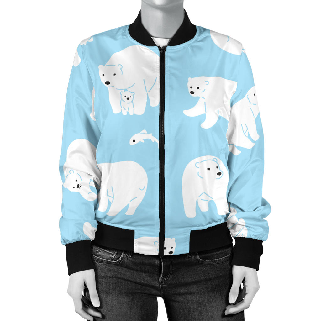 Polar Bear Pattern Print Design PB01 Women Bomber Jacket