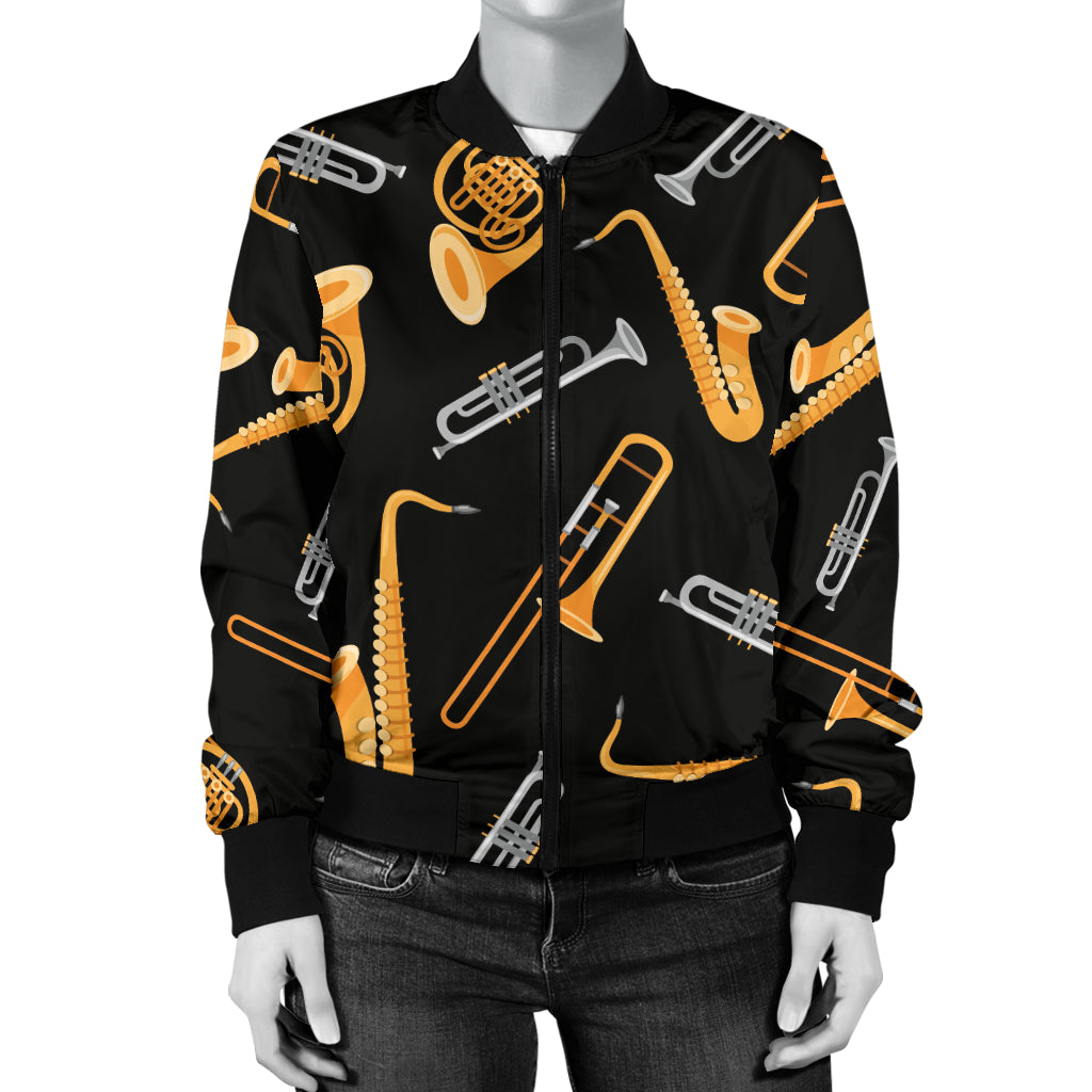 Jazz Pattern Print Design 01 Women's Bomber Jacket