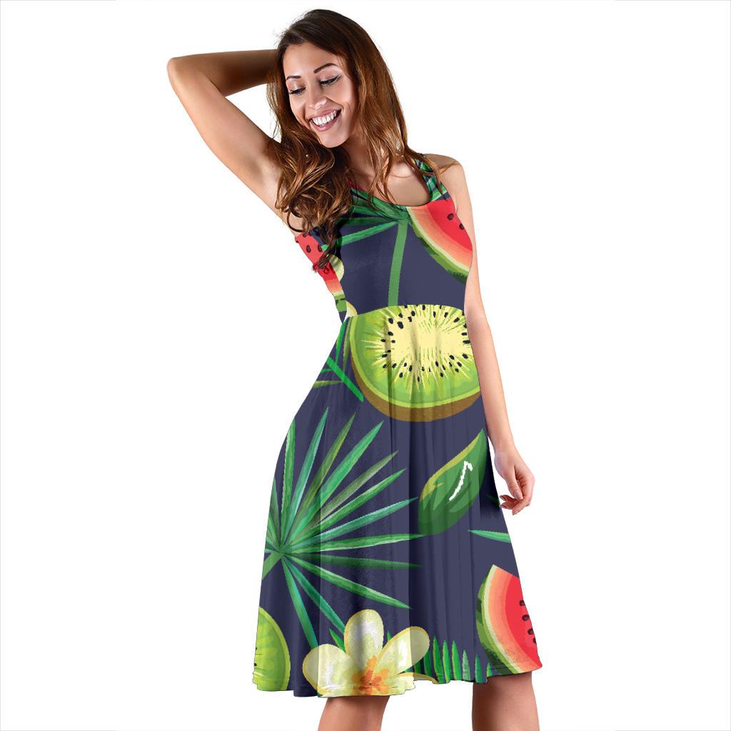 Tropical Fruits Pattern Print Design TF05 Midi Dress