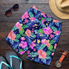 Neon Hibiscus Pattern Print Design HB016 Mens Shorts