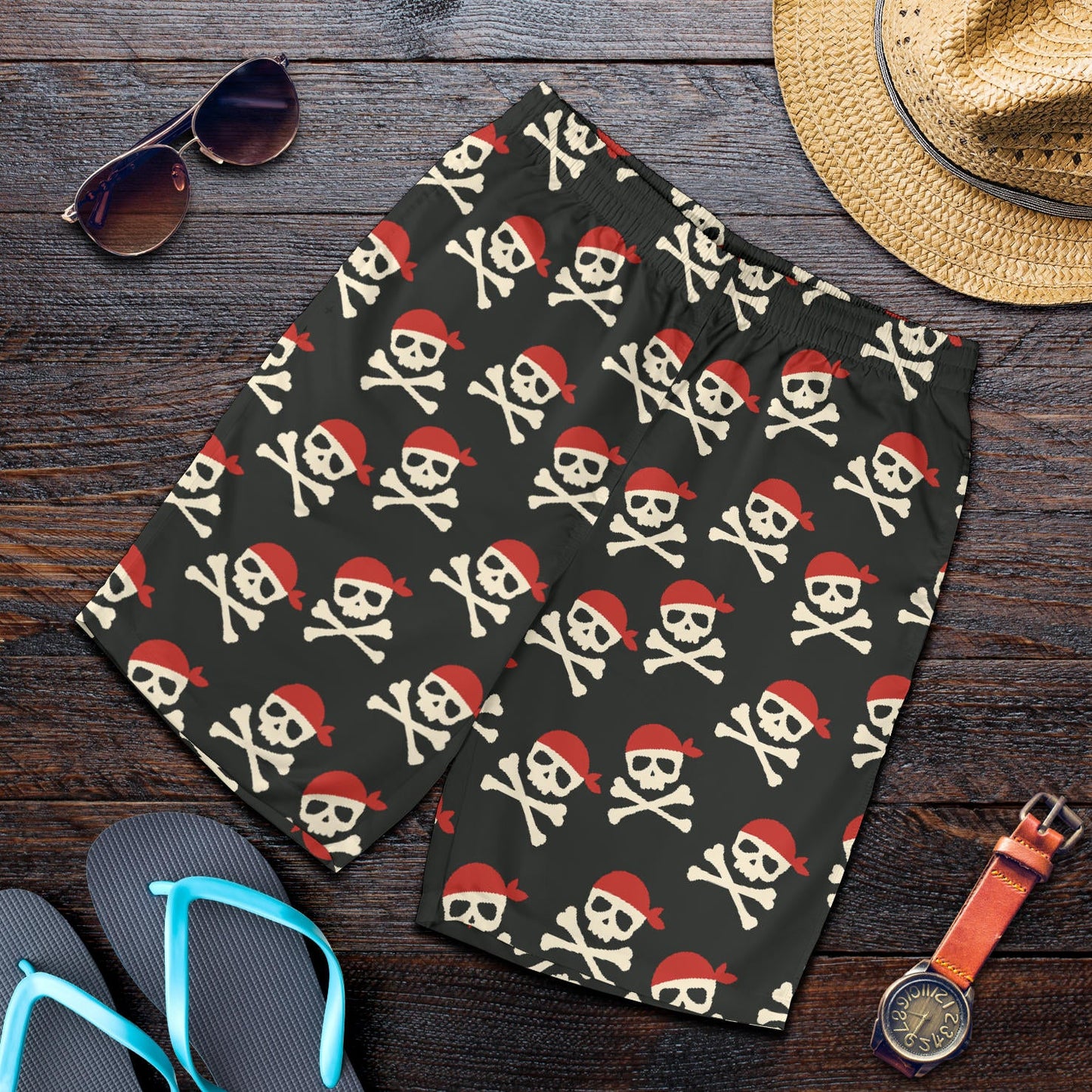 Pirate Pattern Print Design A04 Mens Shorts