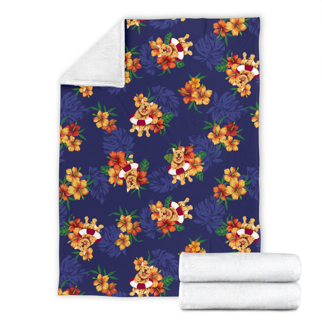 Hawaiian Themed Pattern Print Design H02 Fleece Blanket