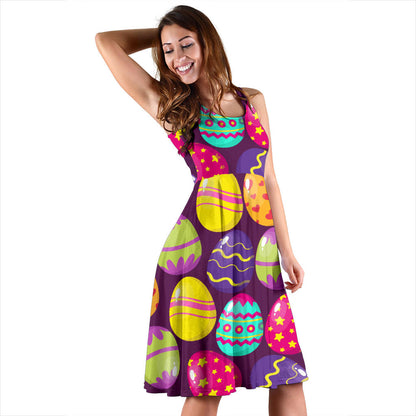 Easter Eggs Pattern Print Design RB04 Midi Dress