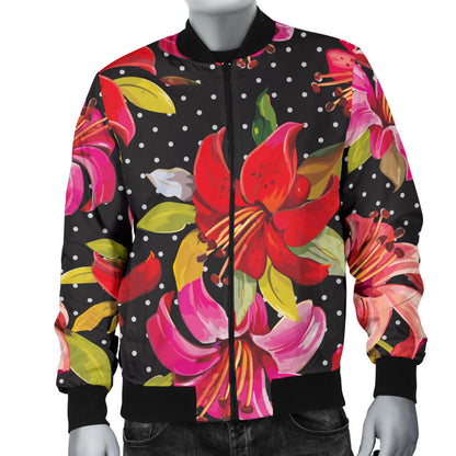 Lily Pattern Print Design LY012 Men Bomber Jacket