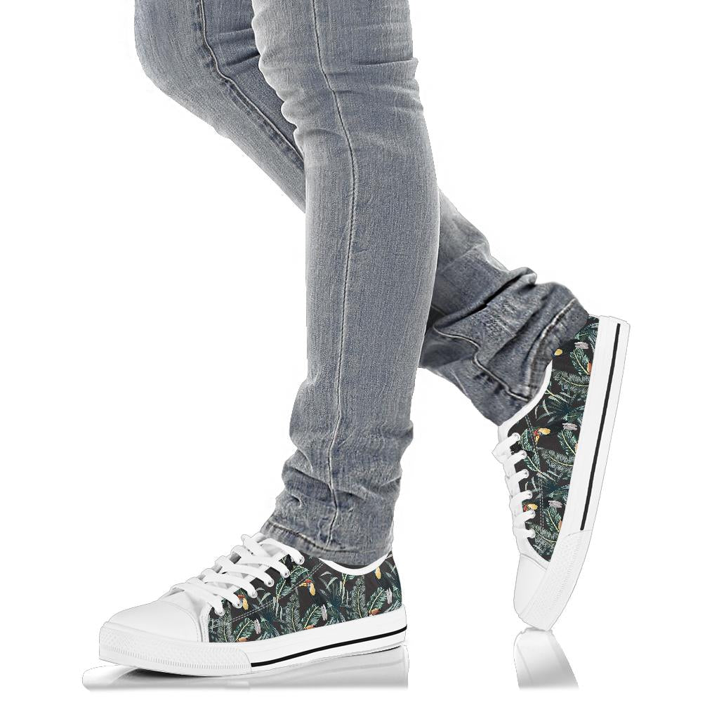 Rainforest Pattern Print Design RF06 White Bottom Low Top Shoes