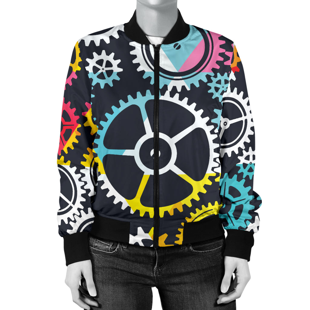Mechanic Pattern Print Design 02 Women's Bomber Jacket