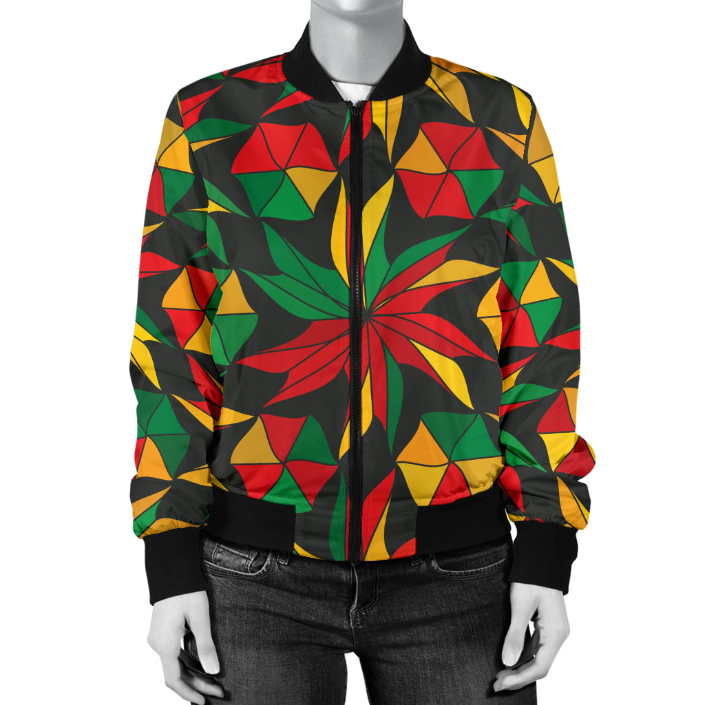 Rastafarian Pattern Print Design A03 Women's Bomber Jacket