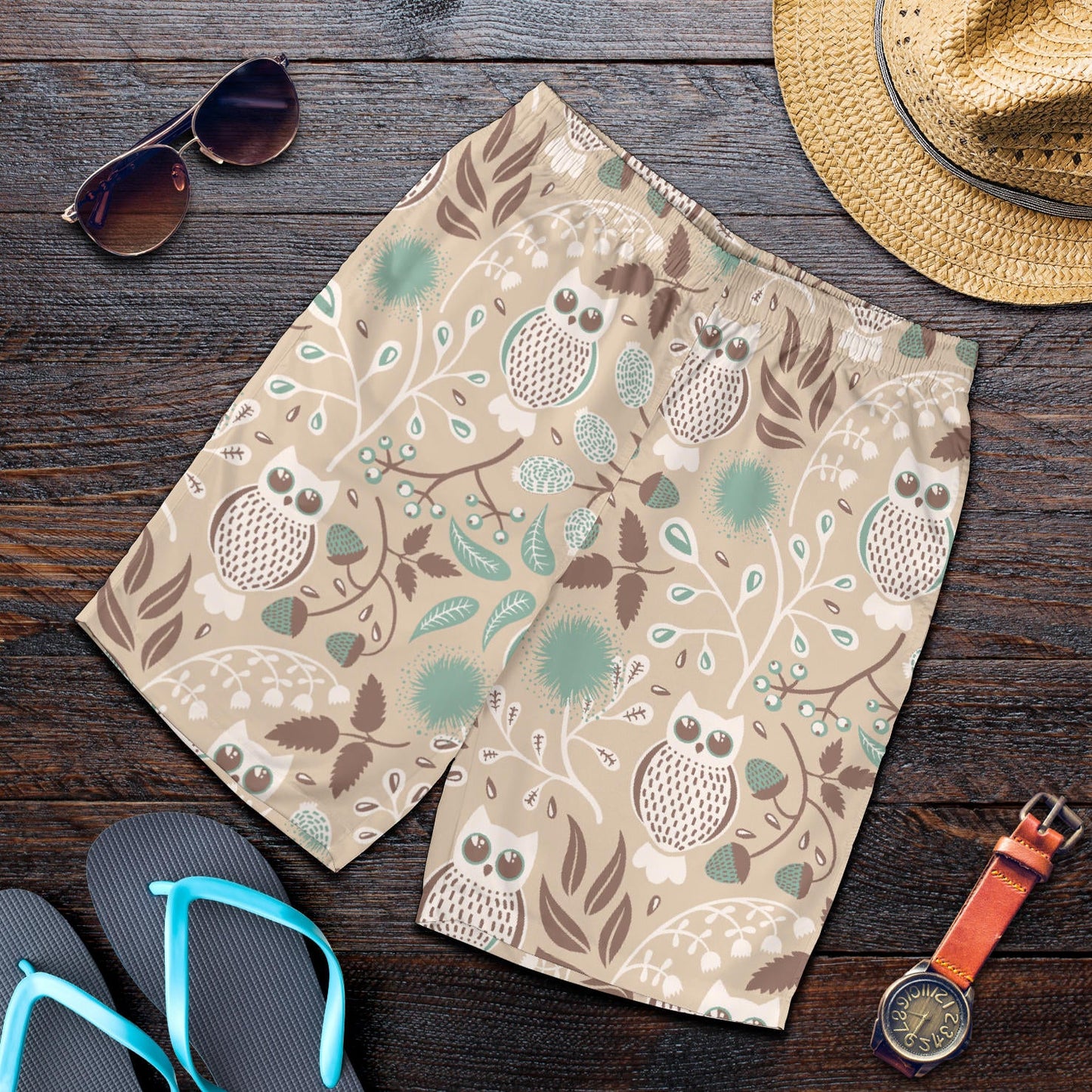 Owl Pattern Print Design A02 Mens Shorts