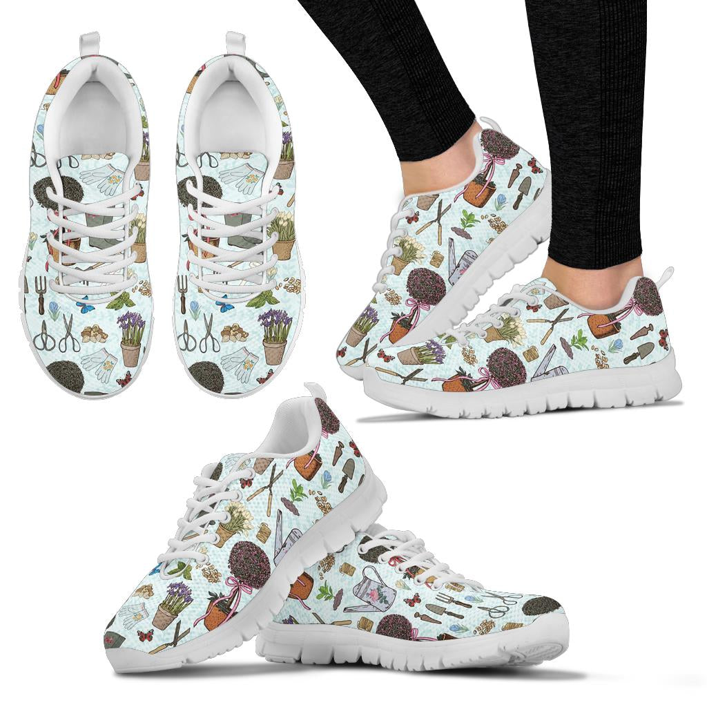 Gardening Pattern Print Design G01 Sneakers White Bottom Shoes