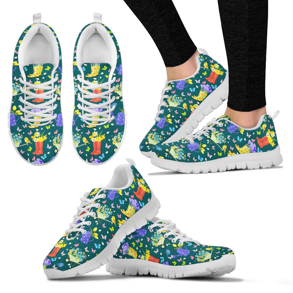 Gardening Pattern Print Design G08 Sneakers White Bottom Shoes