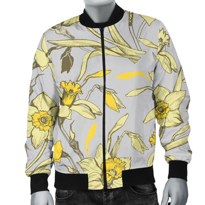 Daffodils Pattern Print Design DF05 Men Bomber Jacket