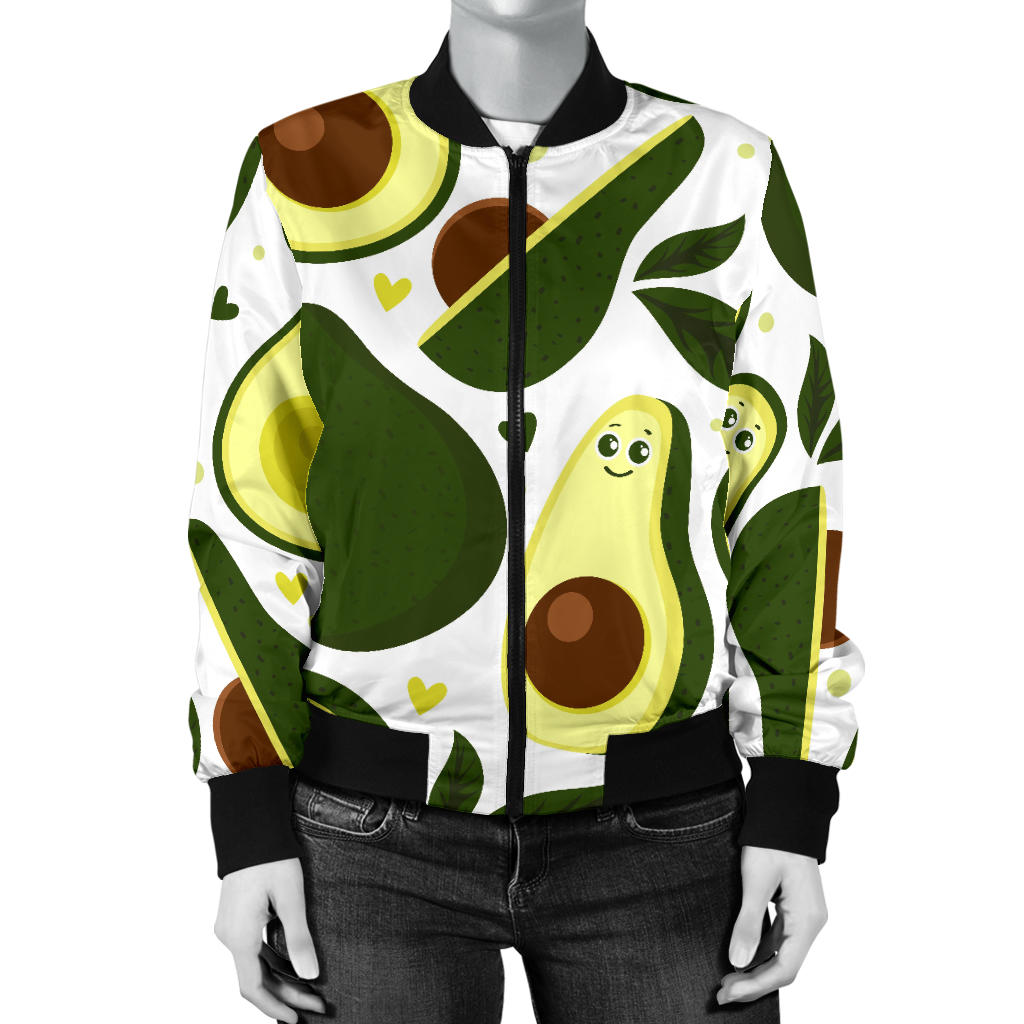 Avocado Pattern Print Design AC06 Women Bomber Jacket