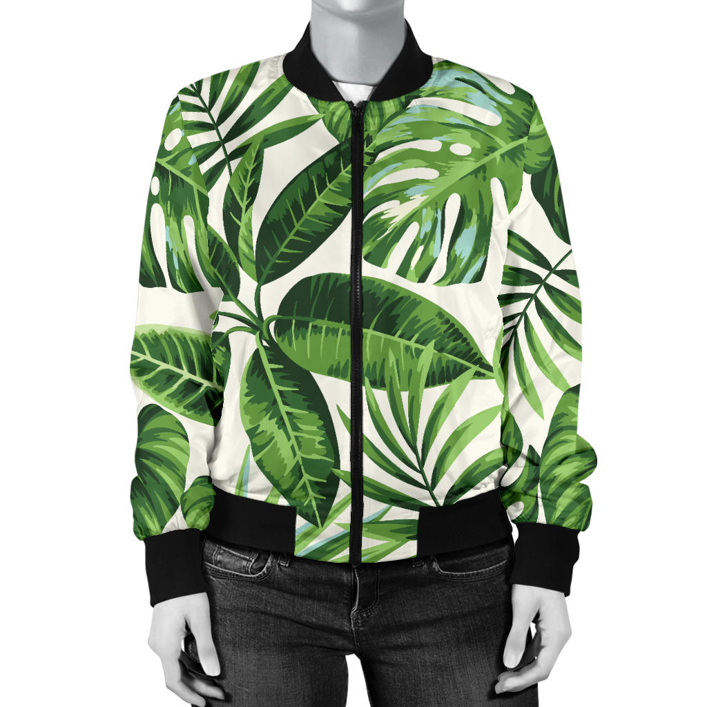 Tropical Flower Pattern Print Design TF013 Women Bomber Jacket
