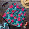 Red Hibiscus Pattern Print Design HB017 Mens Shorts