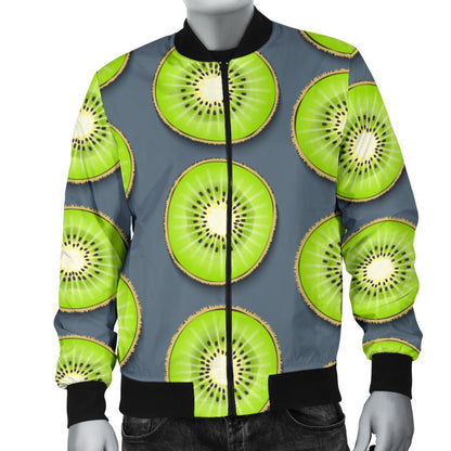 Kiwi Pattern Print Design KW06 Men Bomber Jacket