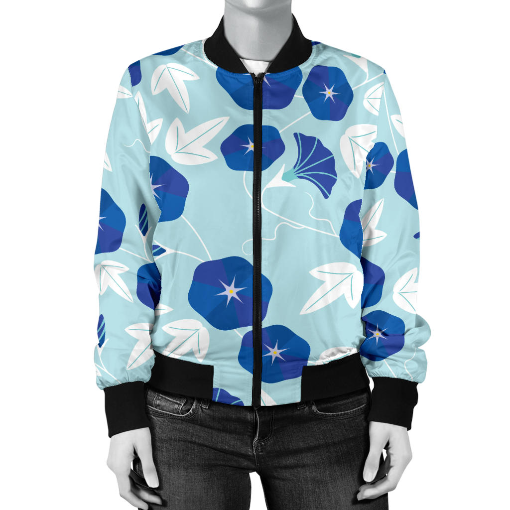 Morning Glory Pattern Print Design MG07 Women Bomber Jacket