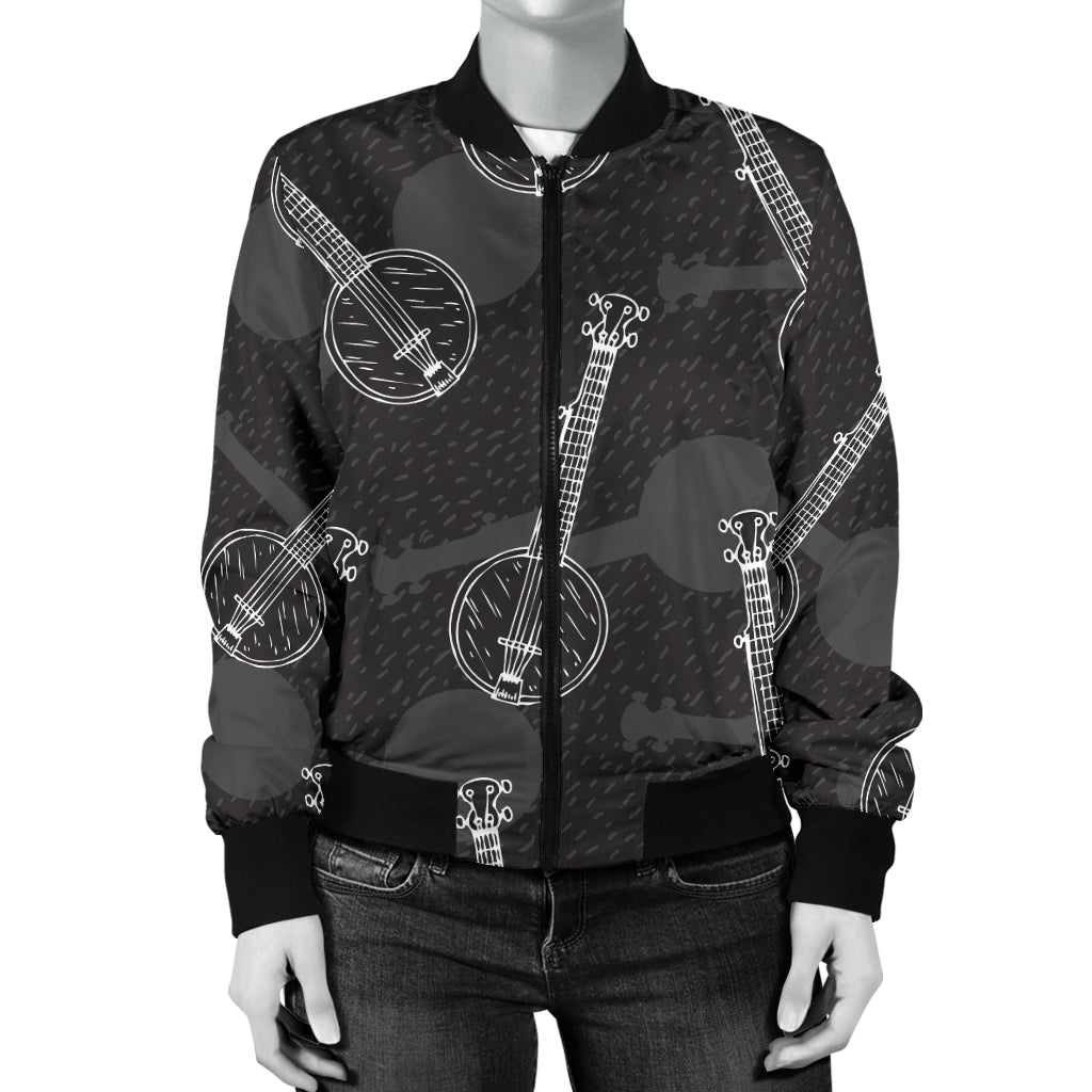 Banjo Pattern Print Design 03 Women's Bomber Jacket