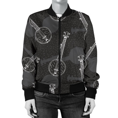 Banjo Pattern Print Design 03 Women's Bomber Jacket