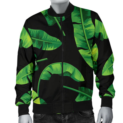 Banana Leaf Pattern Print Design BL02 Men Bomber Jacket