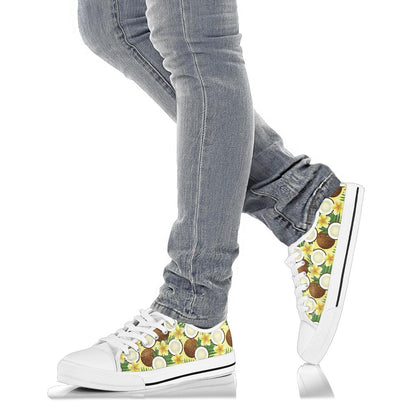 Coconut Pattern Print Design CN02 White Bottom Low Top Shoes