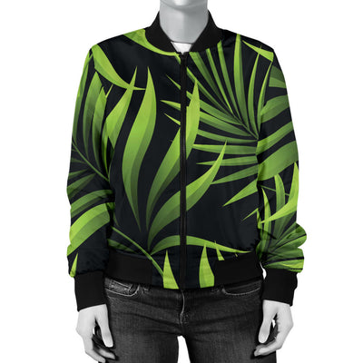 Palm Leaves Pattern Print Design PL07 Women Bomber Jacket