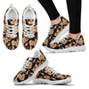 Brown Hibiscus Pattern Print Design HB06 Sneakers White Bottom Shoes