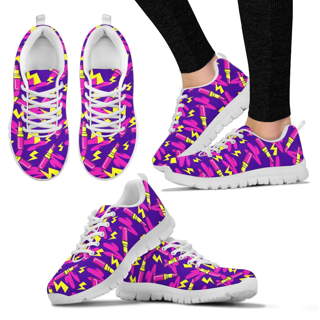 Lipstick Pattern Print Design LT04 Sneakers White Bottom Shoes