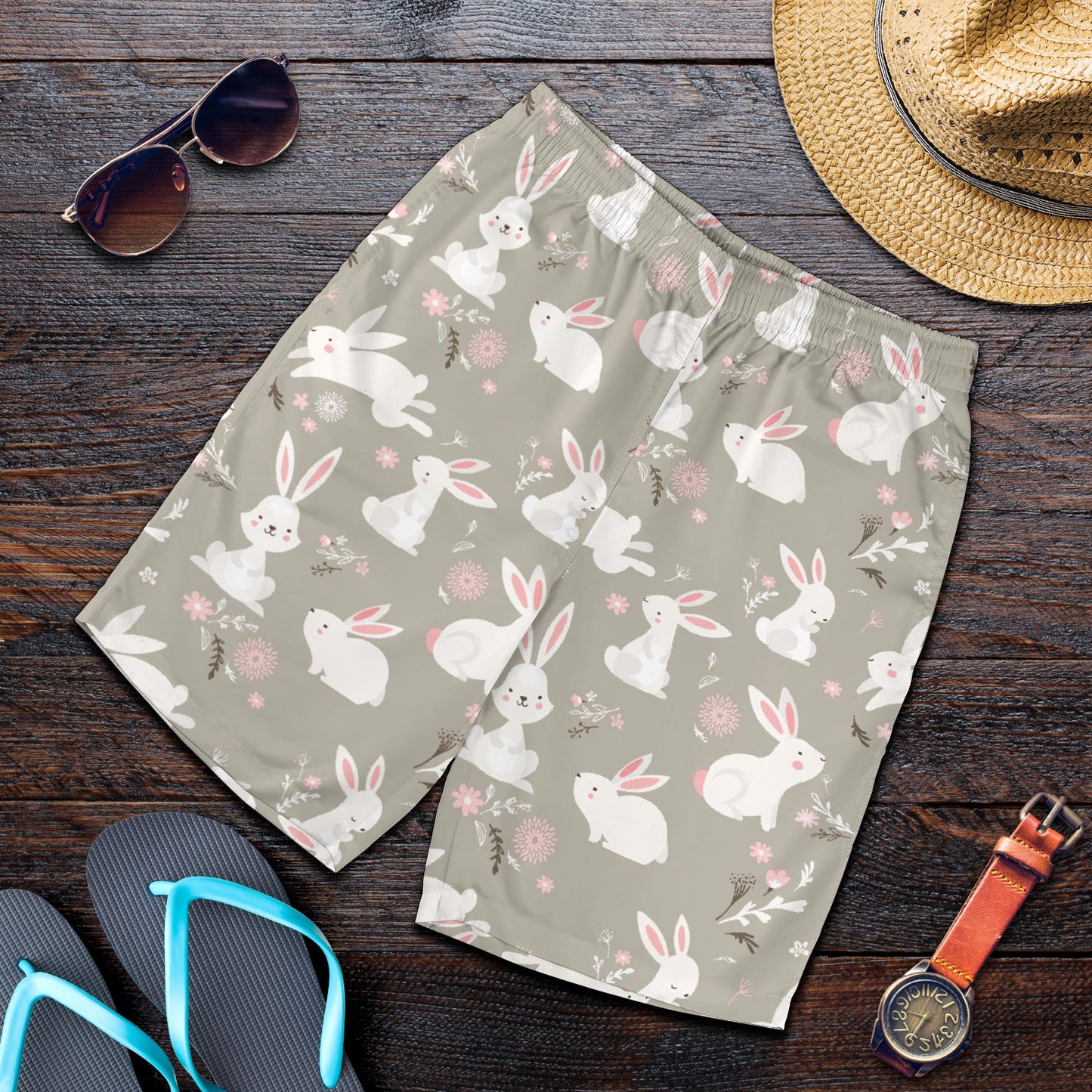 Rabbit Pattern Print Design RB03 Mens Shorts