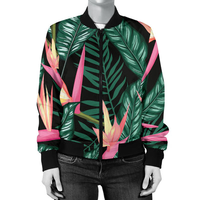 Bird Of Paradise Pattern Print Design BOP03 Women Bomber Jacket