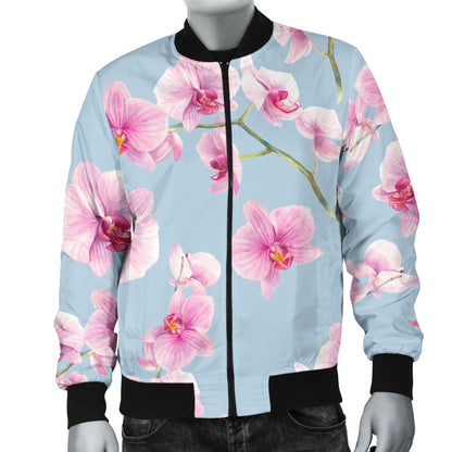 Orchid Pink Pattern Print Design OR01 Men Bomber Jacket