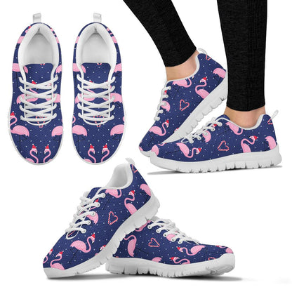 Flamingo Christmas Sneakers White Bottom Shoes