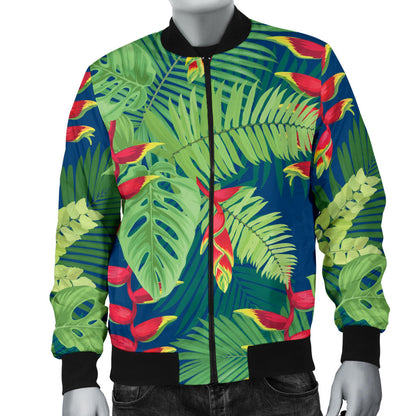 Heliconia Pattern Print Design HL08 Men Bomber Jacket