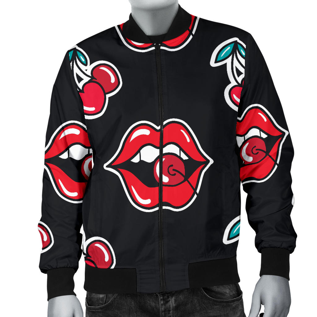 Cherry Pattern Print Design CH04 Men Bomber Jacket
