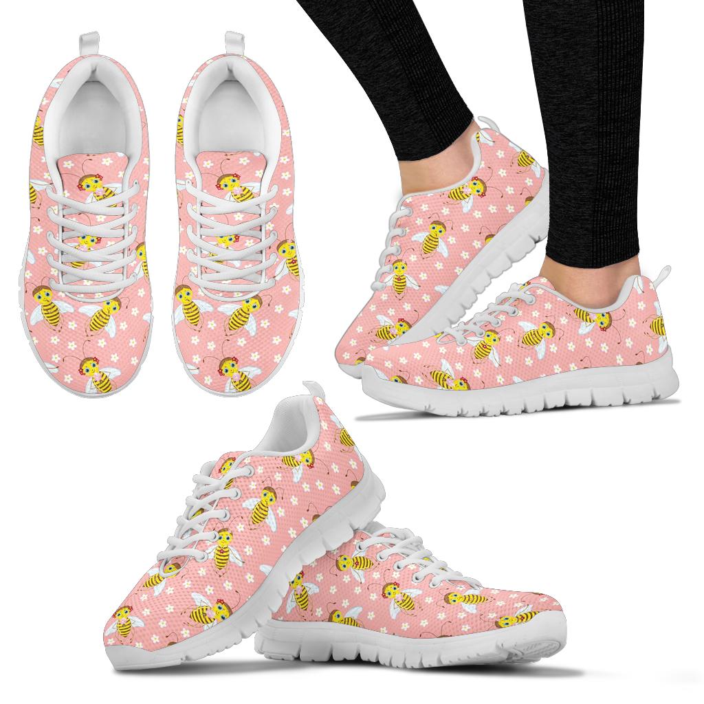 Bee Pattern Print Design BEE07 Sneakers White Bottom Shoes