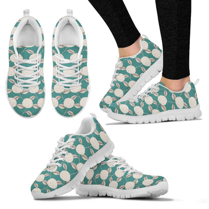 Hydrangea Pattern Print Design HD03 Sneakers White Bottom Shoes