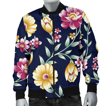 Gerberas Pattern Print Design GB03 Men Bomber Jacket