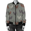 Chicken Pattern Print Design 01 Women's Bomber Jacket